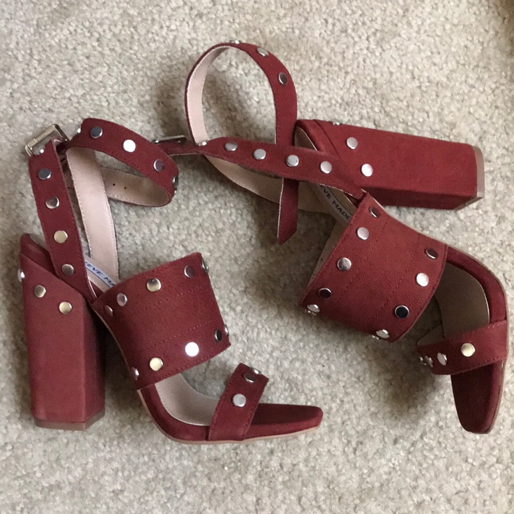 Steve Madden Rust silver studded heeled sandals